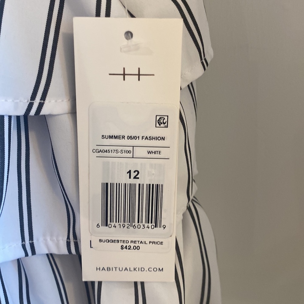 Habitual Kid Ruffles white/black strip top NEW with tags - size 12 - Picture 5 of 9